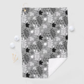 Serviette De Golf Motif Feuille tombé Monochrome sur Grey (En situation)