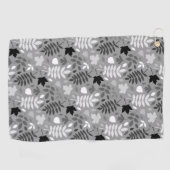 Serviette De Golf Motif Feuille tombé Monochrome sur Grey (Horizontal)