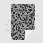 Serviette De Golf Motif Feuille tombé noir sur gris (En situation)