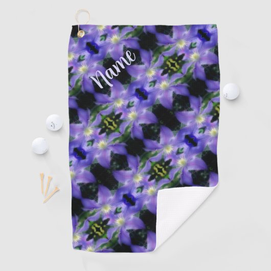 Serviette De Golf Motif Fleur Clematis Violet Doux Personnalisé (En situation)