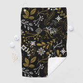 Serviette De Golf Motif floral complexe avec or et blanc  (En situation)