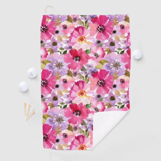 Serviette De Golf Motif floral d'aquarelle d'été (En situation)