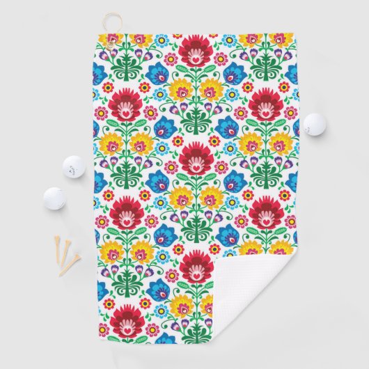 Serviette De Golf Motif floral d'art populaire de coeur (En situation)