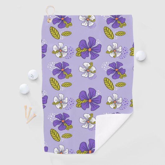 Serviette De Golf Motif floral de printemps en violet (En situation)