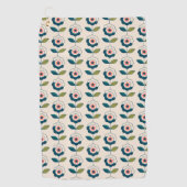 Serviette De Golf Motif floral de rétro turquoise (Devant)