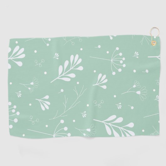 Serviette De Golf Motif floral vert clair et blanc (Horizontal)