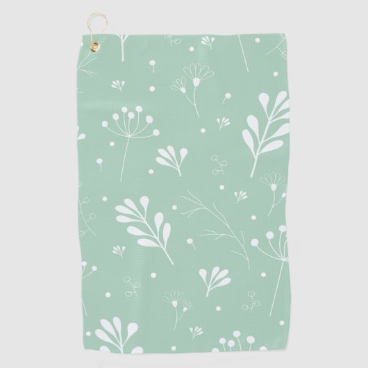 Serviette De Golf Motif floral vert clair et blanc (Devant)