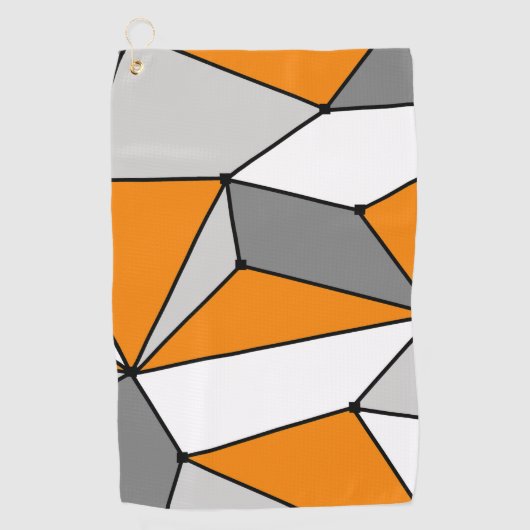 Serviette De Golf Motif géométrique Abstrait - orange et gris. (Devant)