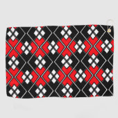 Serviette De Golf motif géométrique Abstrait - rouge, noir et blanc. (Horizontal)
