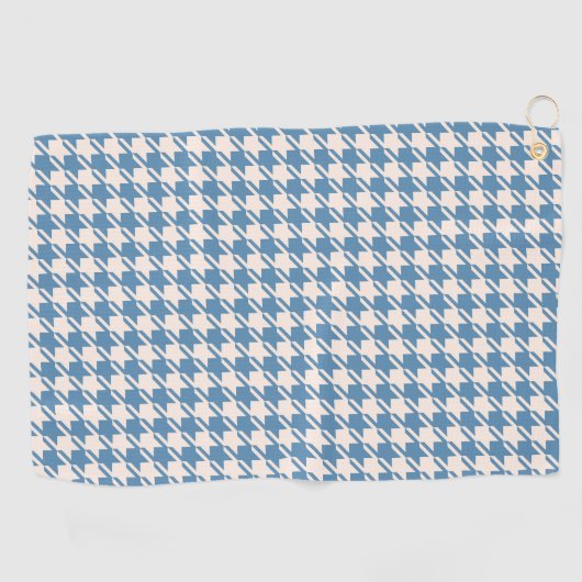 Serviette De Golf Motif Houndstooth Blue+Cream (Horizontal)