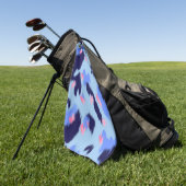 Serviette De Golf Motif ikat abstrait bleu, bleu marine et rose (Vert)