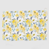 Serviette De Golf Motif jaune et bleu d'aquarelle (Horizontal)