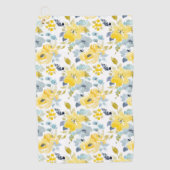 Serviette De Golf Motif jaune et bleu d'aquarelle (Devant)