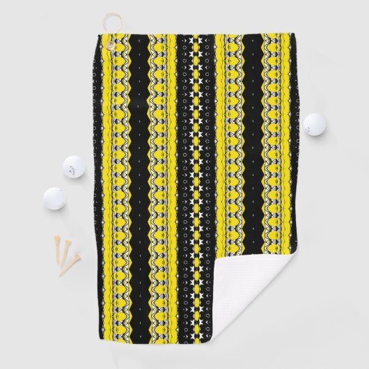 Serviette De Golf Motif jaune et noir (En situation)