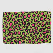 Serviette De Golf Motif léopard en framboise sur Lime Green (Horizontal)