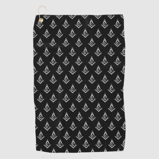 Serviette De Golf Motif maçonnique (noir) (Devant)