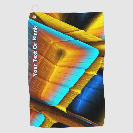 Serviette De Golf Motif métallique bleu-or 33 (Devant)