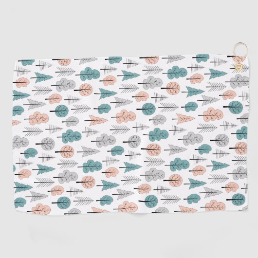Serviette De Golf Motif mignon de forêt de griffonnage (Horizontal)