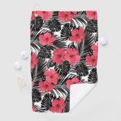 Serviette De Golf Motif moderne de palmiers tropicaux et d'hibiscus (En situation)