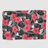 Serviette De Golf Motif moderne de palmiers tropicaux et d'hibiscus (Horizontal)