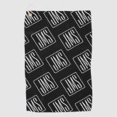 Serviette De Golf Motif monogramme moderne | Noir & Blanc (Devant)