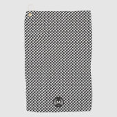 Serviette De Golf Motif Monogramme noir et blanc Houndstooth (Devant)