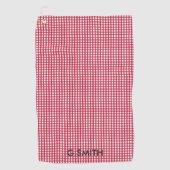Serviette De Golf Motif Monogramme rouge et blanc Checker (Devant)
