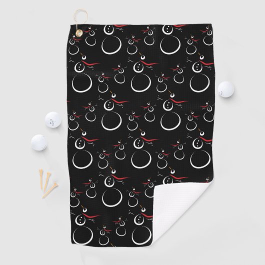 Serviette De Golf Motif motoneige d'hiver mignon noir (En situation)