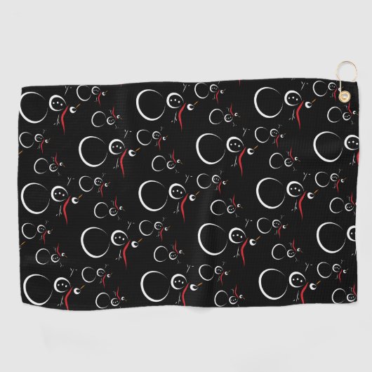 Serviette De Golf Motif motoneige d'hiver mignon noir (Horizontal)