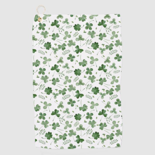 Serviette De Golf Motif mou de shamrock d'aquarelle (Devant)