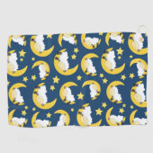 Serviette De Golf Motif mouton, Mouton couché, Lune, Étoiles (Horizontal)