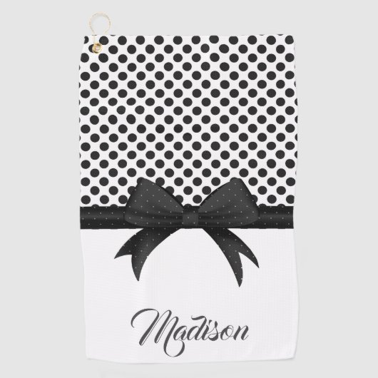 Serviette De Golf Motif noir d'arc et de points (Devant)