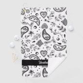 Serviette De Golf Motif noir et blanc Paisley (En situation)