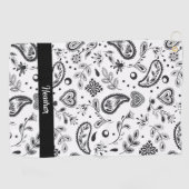 Serviette De Golf Motif noir et blanc Paisley (Horizontal)
