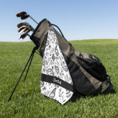 Serviette De Golf Motif noir et blanc Paisley (Vert)