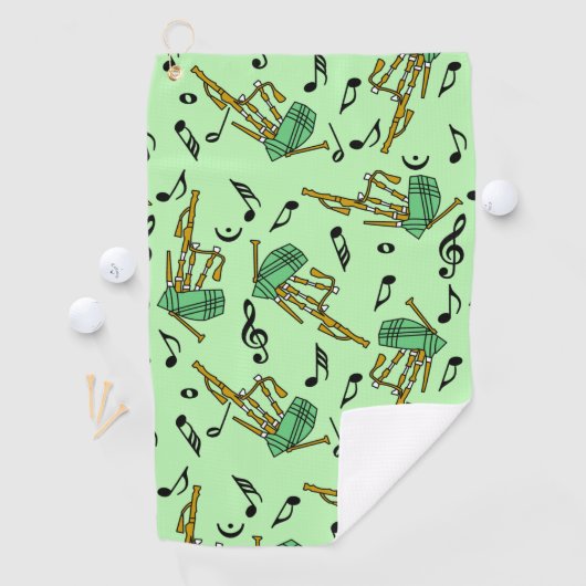 Serviette De Golf Motif Notes musicales Bagpipe (En situation)