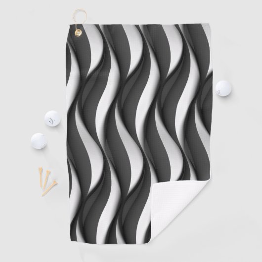 Serviette De Golf Motif ondulé noir et blanc tridimensionnel (En situation)