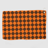 Serviette De Golf Motif Orange Brown Diamond Checker (Horizontal)