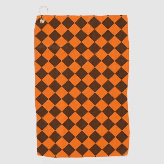 Serviette De Golf Motif Orange Brown Diamond Checker (Devant)