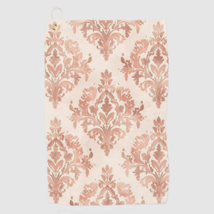 Serviette De Golf Motif ornemental à l'aquarelle damassé pêche chaud