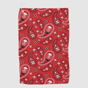 Serviette De Golf Motif Paisley avec Arrière - plan rouge-23214