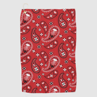 Serviette De Golf Motif Paisley avec Arrière - plan rouge-23214