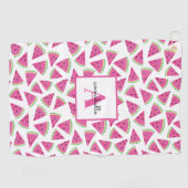 Serviette De Golf Motif Pastèque Monogramme Rose (Horizontal)