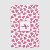 Serviette De Golf Motif Pastèque Monogramme Rose (Devant)