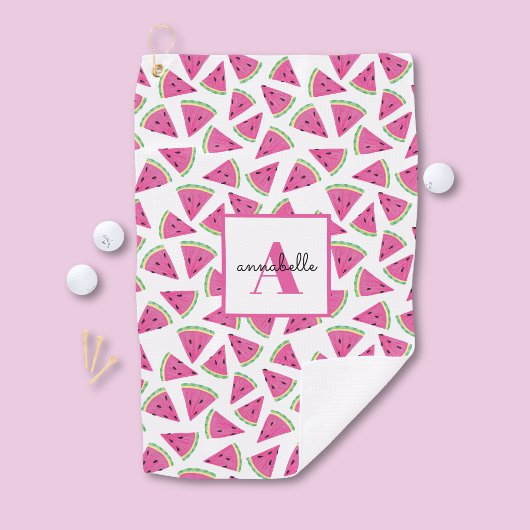 Serviette De Golf Motif Pastèque Monogramme Rose