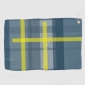 Serviette De Golf Motif plaid bleu et jaune (Horizontal)