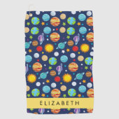 Serviette De Golf Motif, Planètes, Étoiles, Cosmos, Votre Nom (Devant)