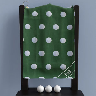 Serviette De Golf Motif Polka vert et blanc Point personnalisé