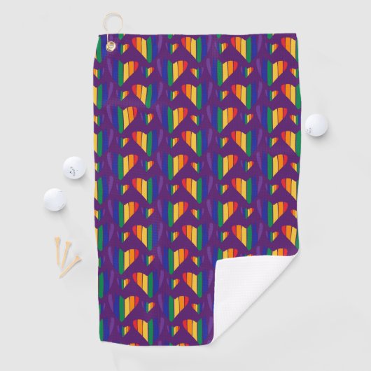Serviette De Golf Motif Rainbow Hearts (En situation)