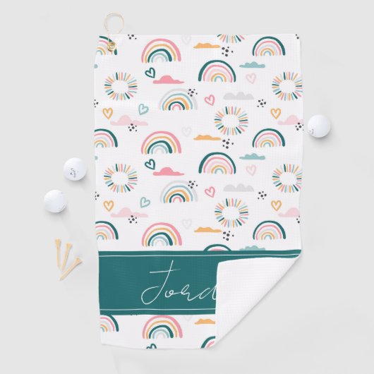 Serviette De Golf Motif Rainbows & Hearts (En situation)